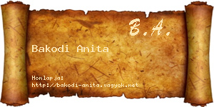 Bakodi Anita névjegykártya